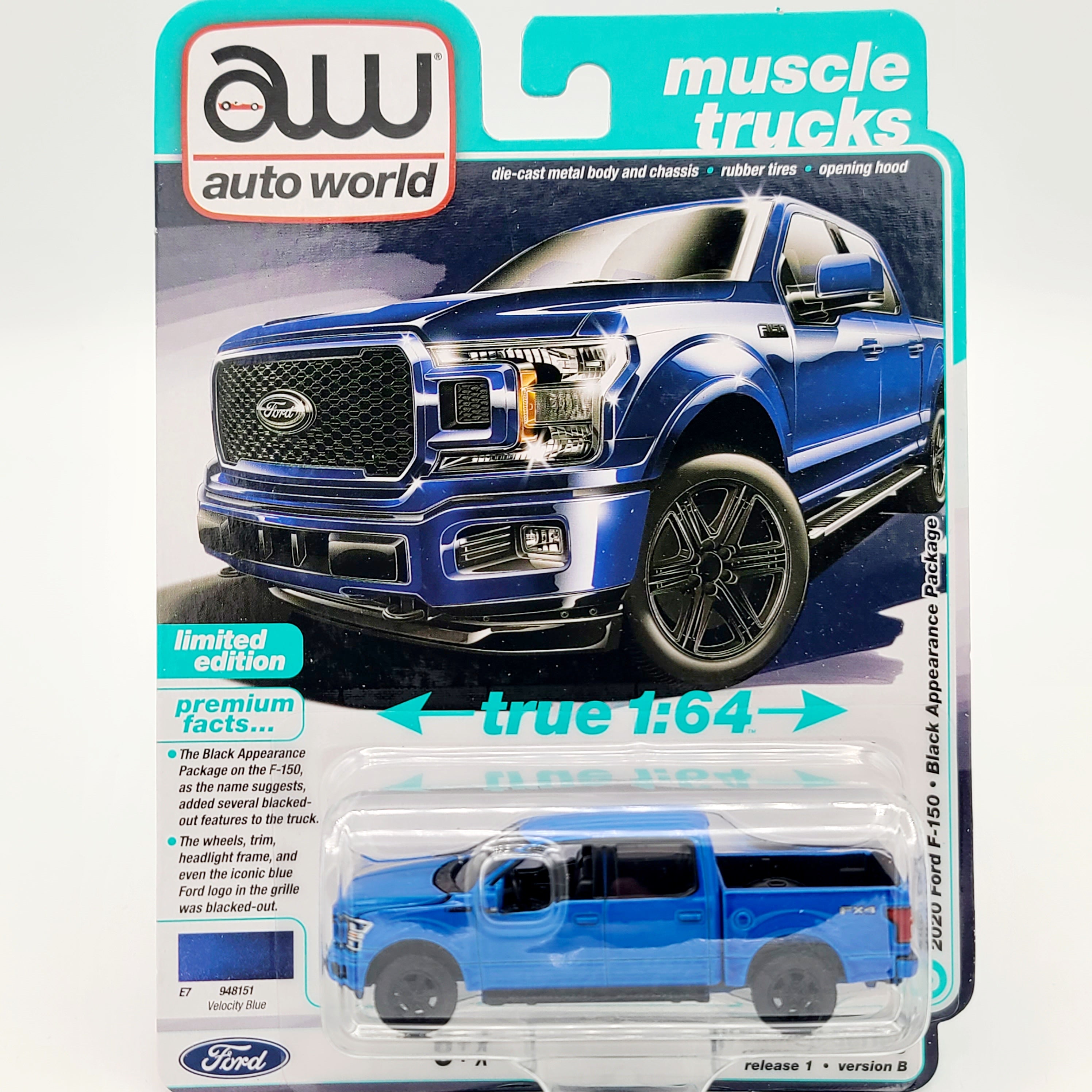 Auto World '20 Ford F-150 Black Appearance Package - 1:64 scale (2025 Release 1B - Muscle Trucks)